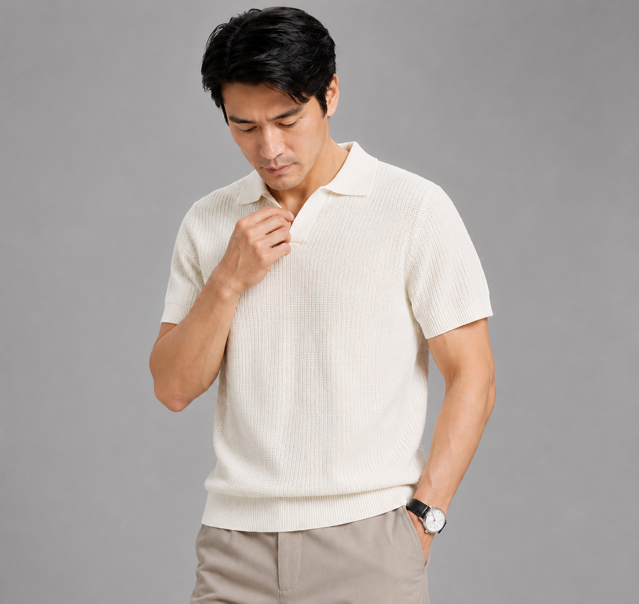 AVAZA | Elegant gebreid poloshirt