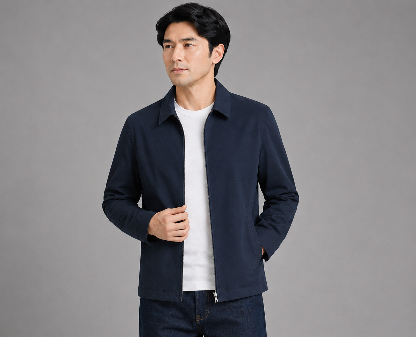 AVAZA | Essentieel marineblauw jack met ritssluiting
