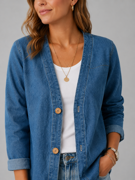 AVAZA | Klassiek denim overhemdjasje voor dames