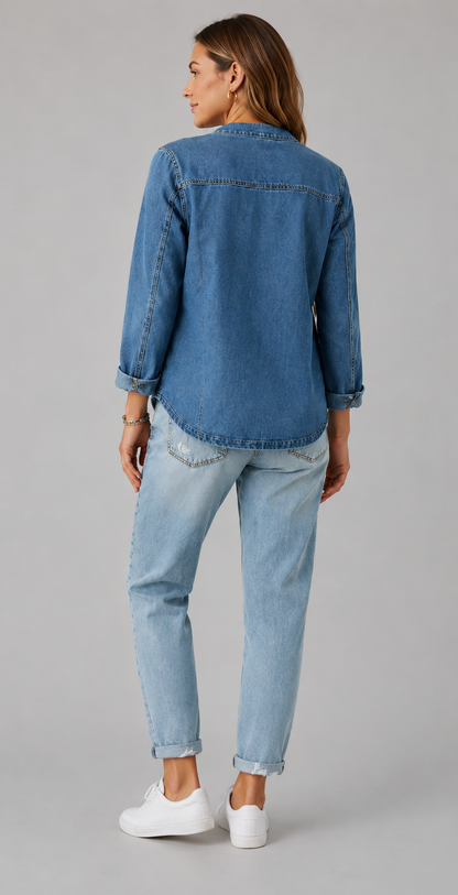 AVAZA | Klassiek denim overhemdjasje voor dames
