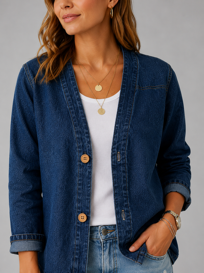 AVAZA | Klassiek denim overhemdjasje voor dames