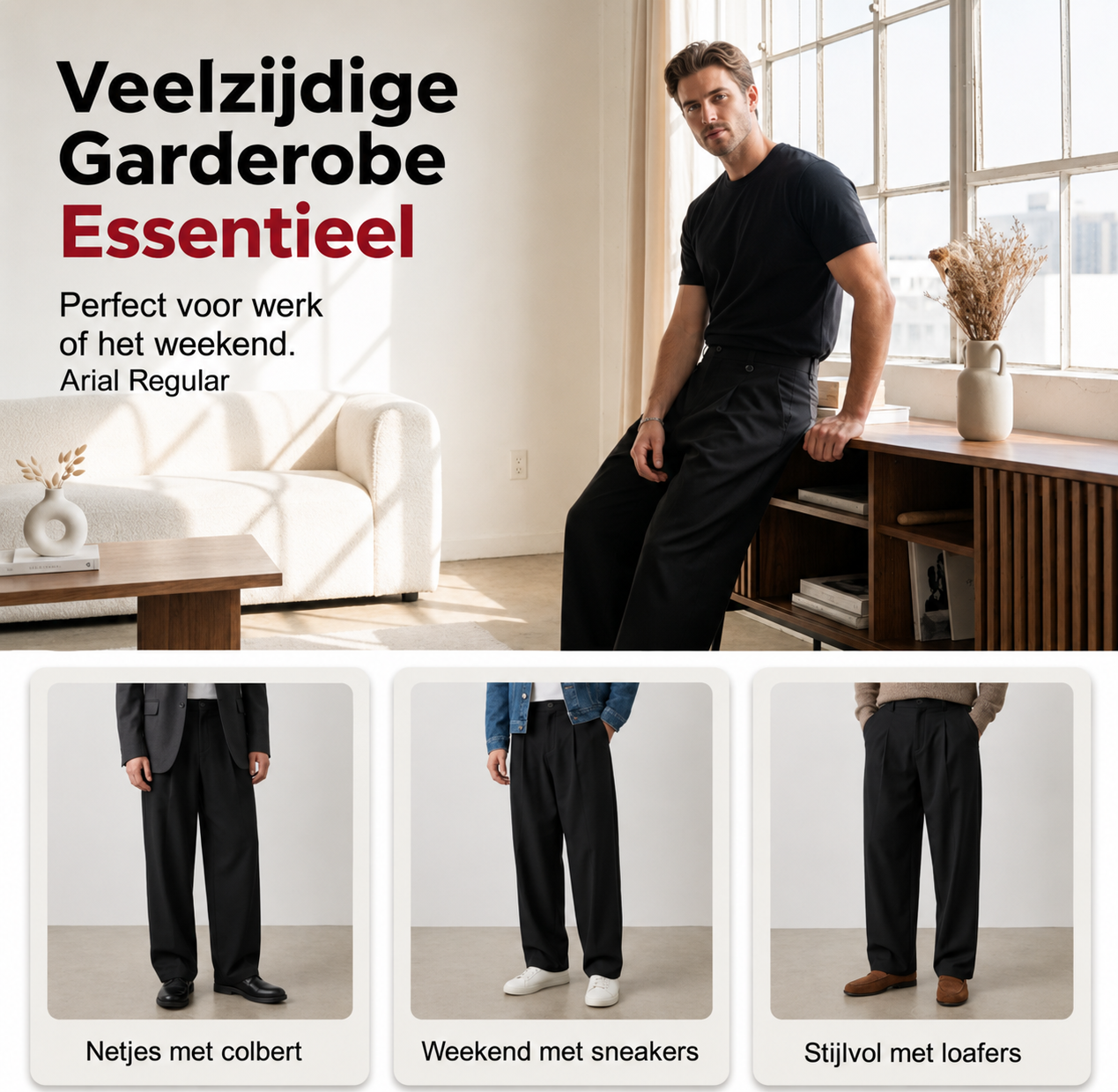AVAZA | Klassieke herenbroek met wijde pijpen